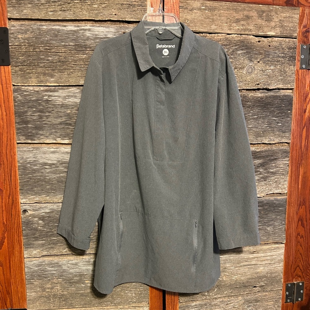 BetaBrand Sunset Travel Shirt 2XL Gray Quick Dry Half Zip Pocket